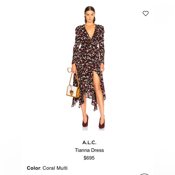 A.L.C. Dresses & Skirts - A.L.C. Silk wrap dress black and coral size 4
